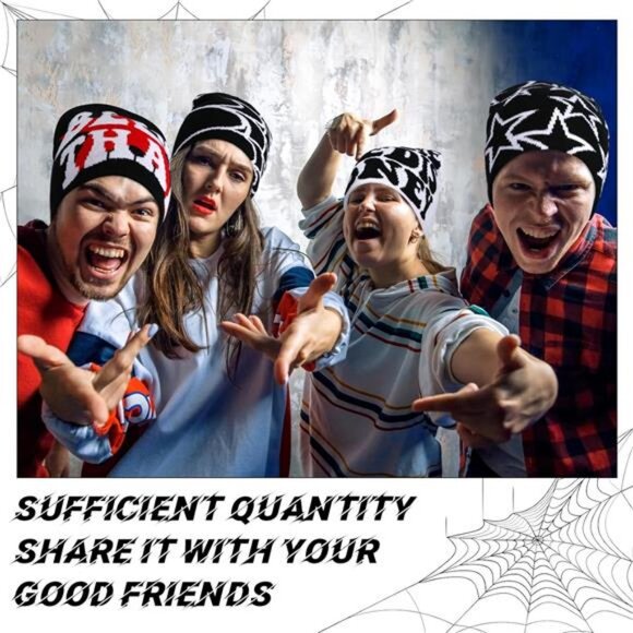 Ramede 4 Pcs Y2k Beanie Pack - Double Sided Graphic Beanies for Men and Women,‎ - Picture 5 of 7